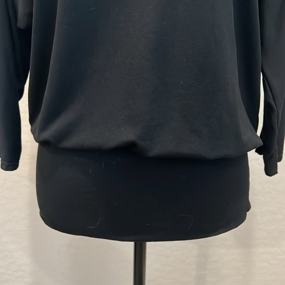 WHBM Black 3/4 Sleeve Embellished Soft Stretch Knit Reversible Pullover Top - M - Picture 5 of 12